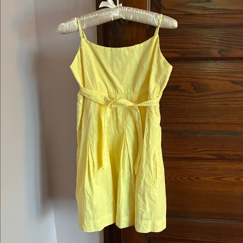 Girls' Yellow Eyelet Tie-Waist Sundress